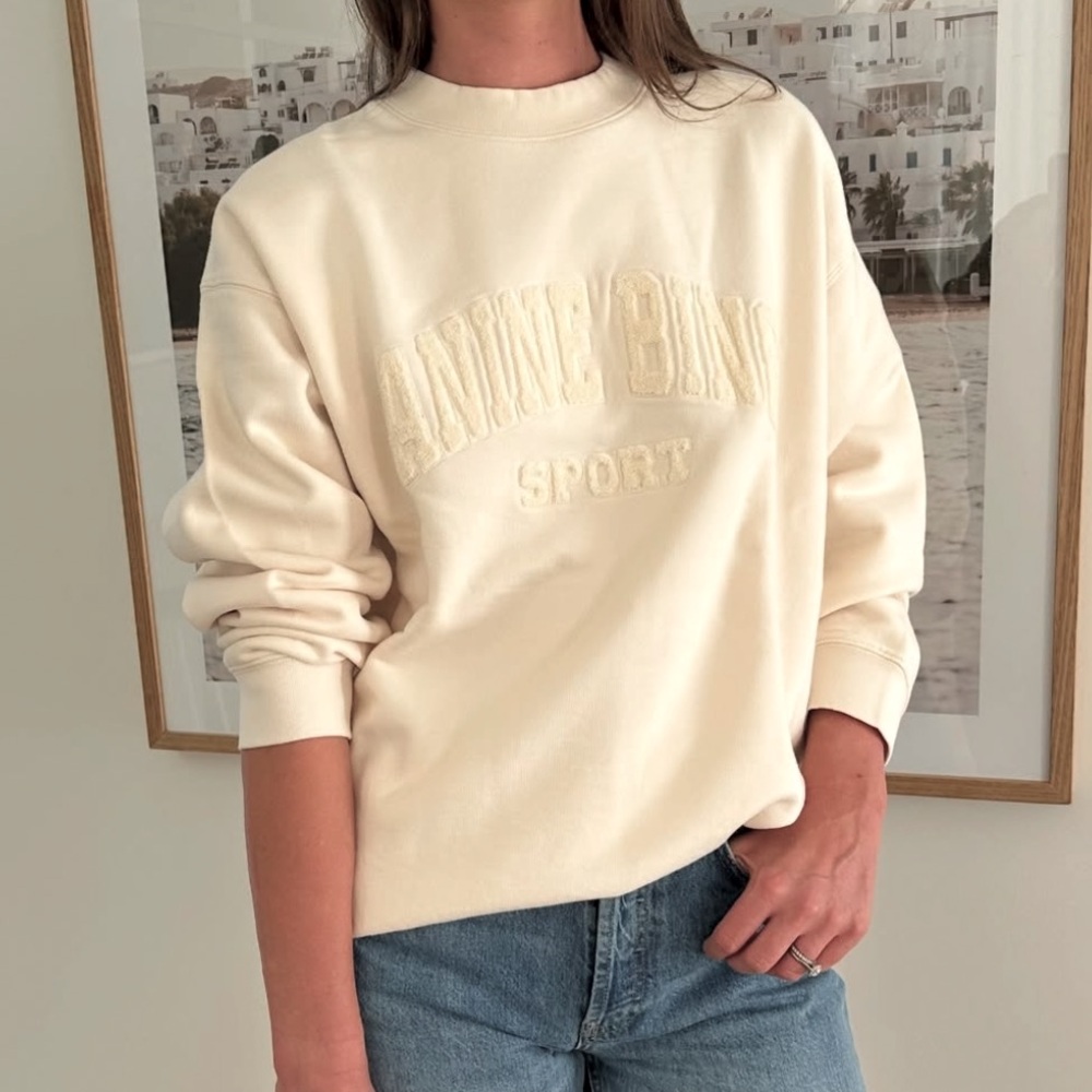 ANINE BING Tyler Sweatshirt in Cream Angola